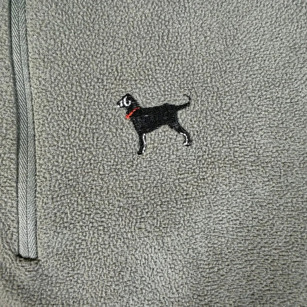 The Black Dog Mens Large Fleece Quarter Zip Pullover Olive Logo Sweater #3790